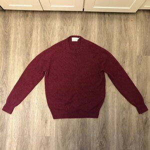 Vintage Dean's of Scotland Shetland Wool Sweater Size 48 Maroon Knit Crewneck